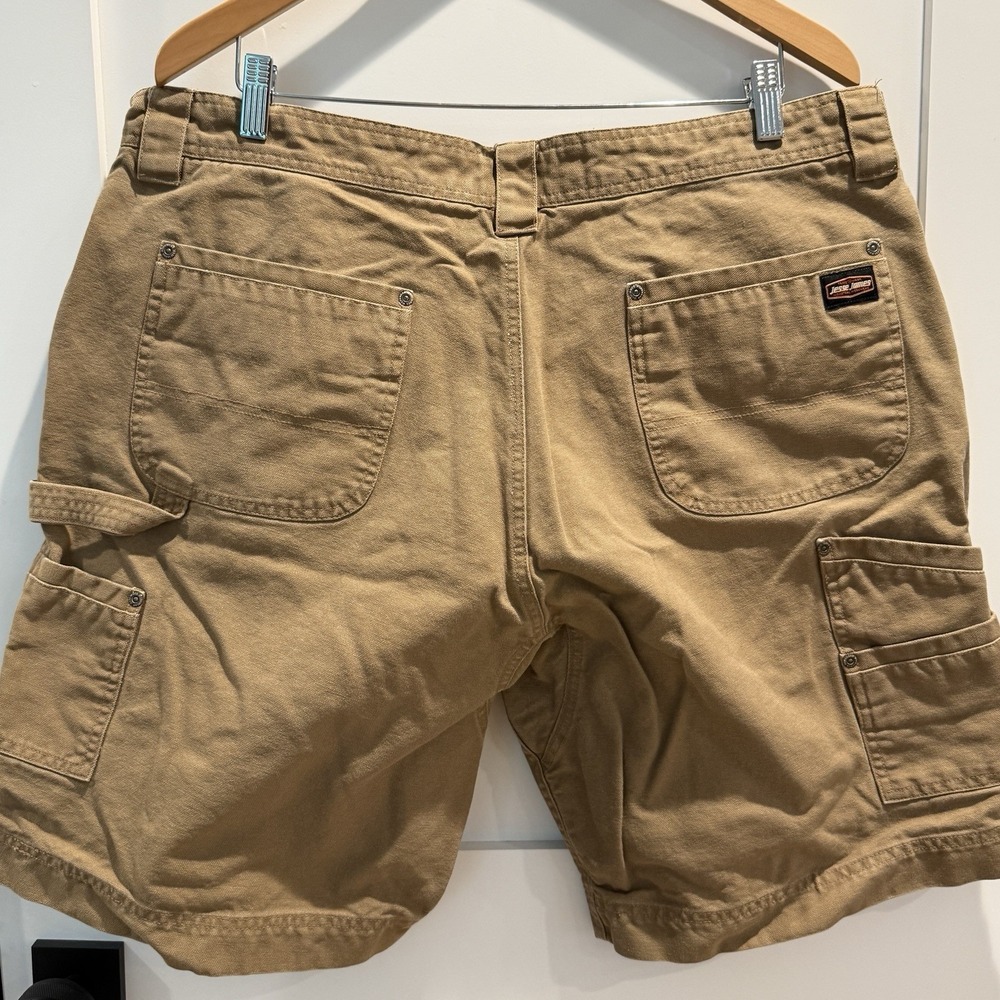 Lot Of 2 Jesse James Workwear SZ 40 Carpenter Shorts Washed Duck Canvas Grn&Tan - Picture 5 of 11